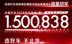 喜报！吉利成为2018年中国汽车品牌年度销量冠军