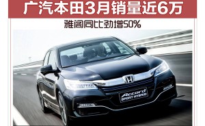 广汽本田3月销量近6万 雅阁同比劲增50%